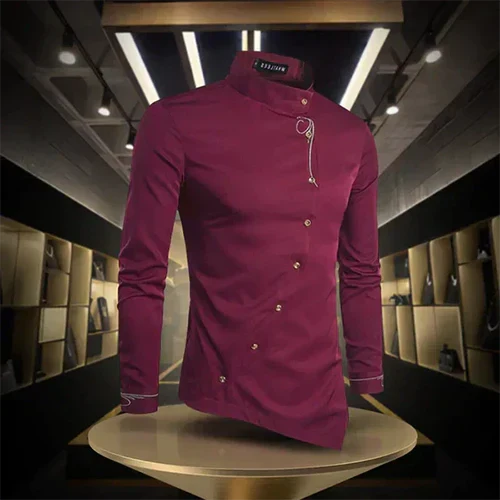 Marvin | Camicia Vintage da Uomo a Collo Alto e Maniche Lunghe