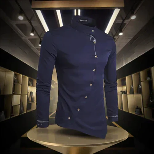 Marvin | Camicia Vintage da Uomo a Collo Alto e Maniche Lunghe