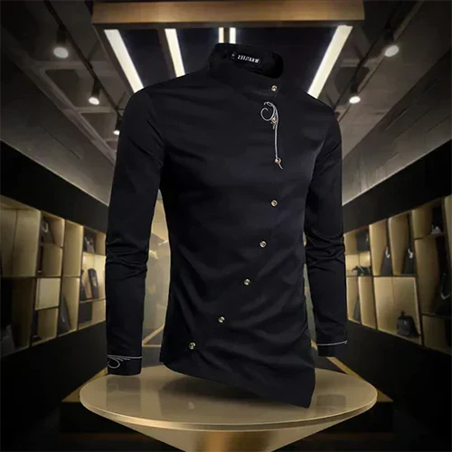 Marvin | Camicia Vintage da Uomo a Collo Alto e Maniche Lunghe