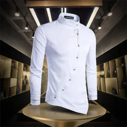 Marvin | Camicia Vintage da Uomo a Collo Alto e Maniche Lunghe