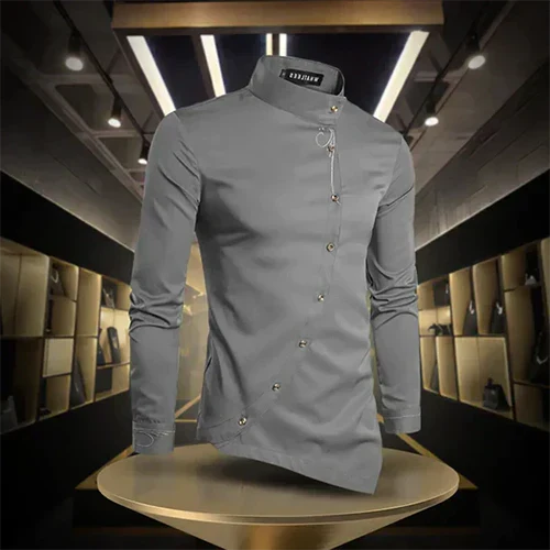 Marvin | Camicia Vintage da Uomo a Collo Alto e Maniche Lunghe