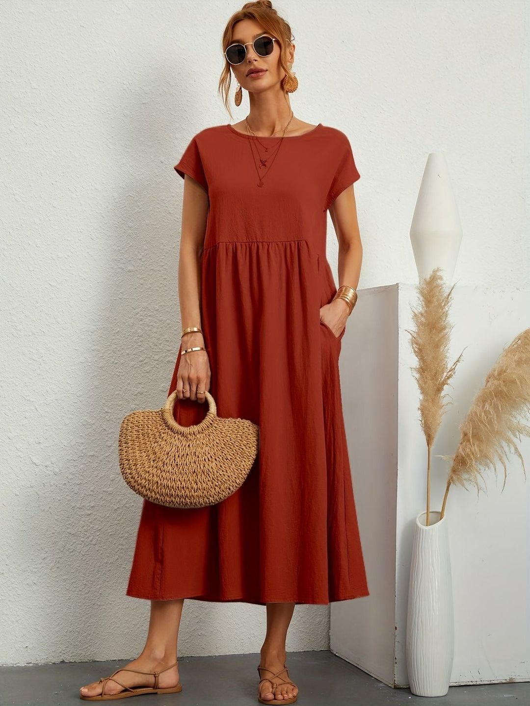 Clara | Abito Midi Fluido con Tasche