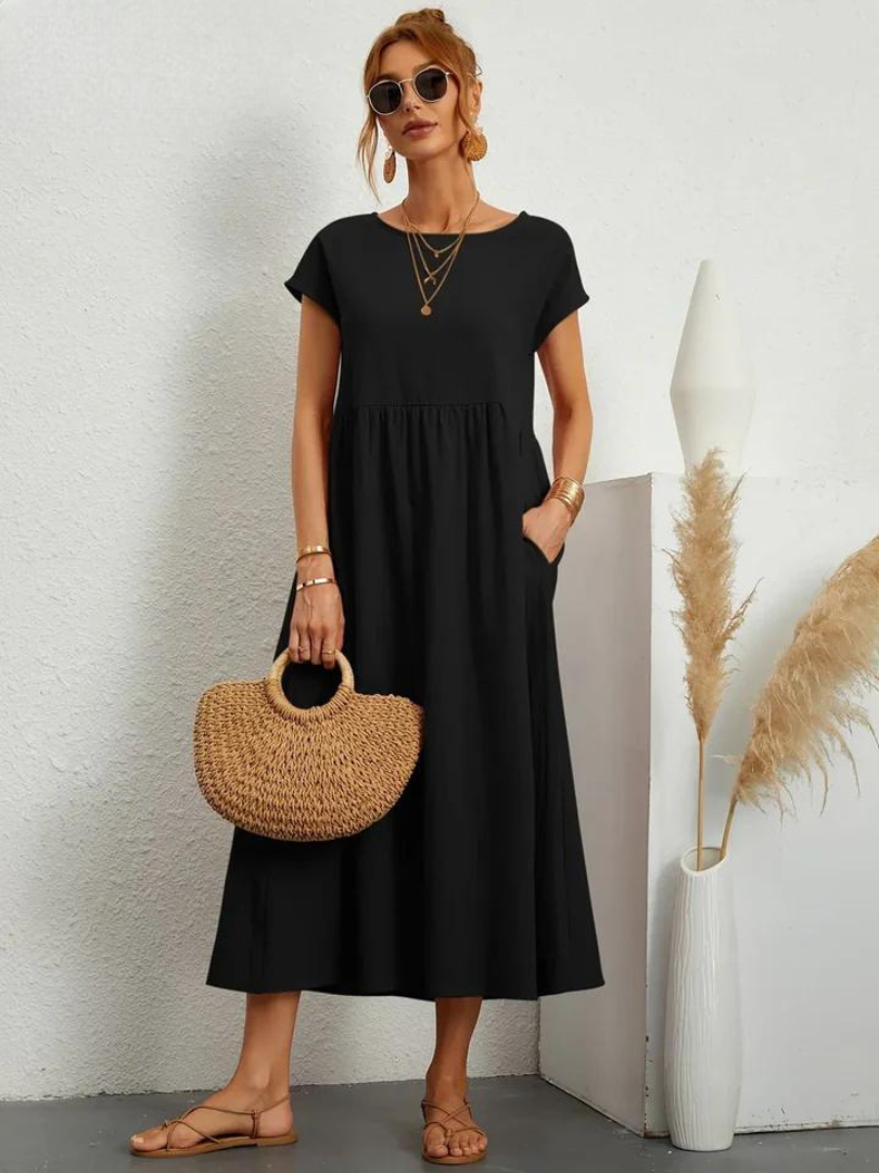 Maelis | Abito in Cotone-Lino con Tasche da Donna