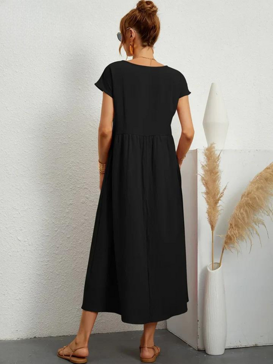 Maelis | Abito in Cotone-Lino con Tasche da Donna