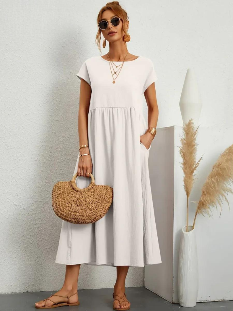 Maelis | Abito in Cotone-Lino con Tasche da Donna