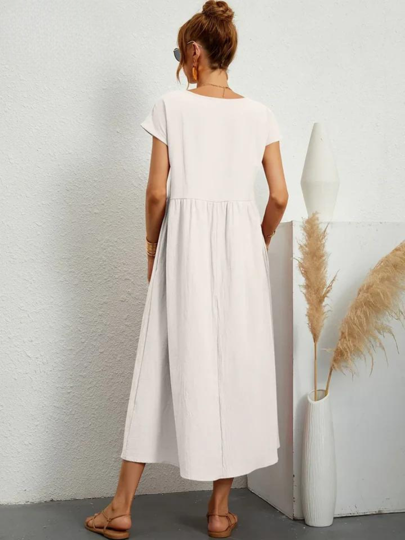 Maelis | Abito in Cotone-Lino con Tasche da Donna