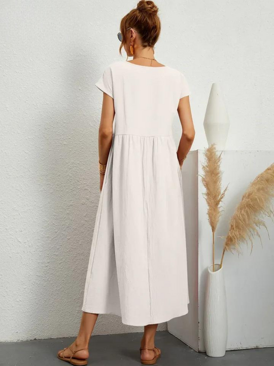 Maelis | Abito in Cotone-Lino con Tasche da Donna