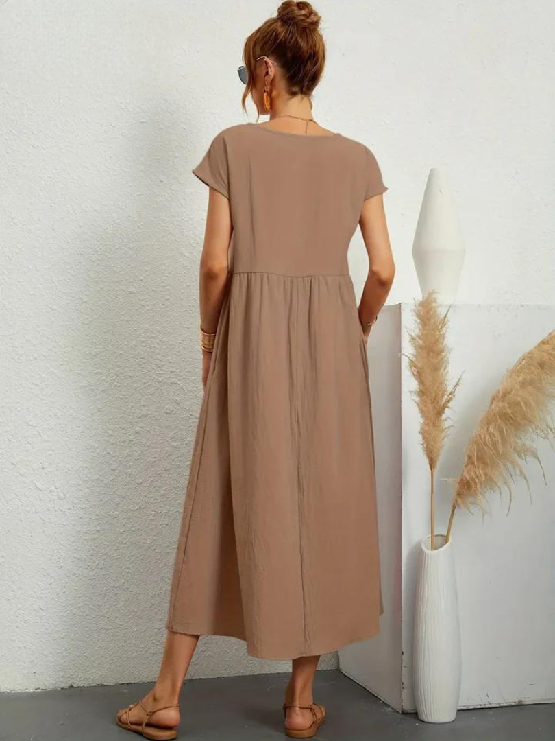 Maelis | Abito in Cotone-Lino con Tasche da Donna