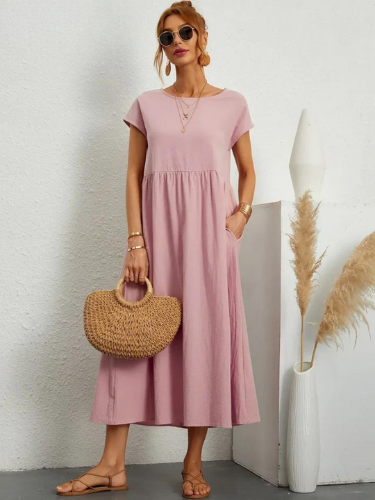 Maelis | Abito in Cotone-Lino con Tasche da Donna