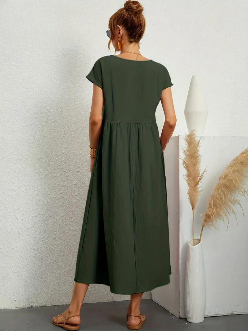 Maelis | Abito in Cotone-Lino con Tasche da Donna