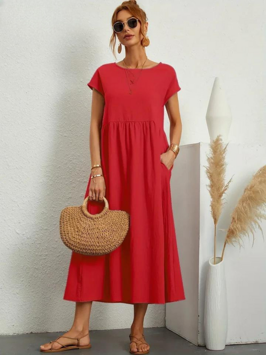 Maelis | Abito in Cotone-Lino con Tasche da Donna