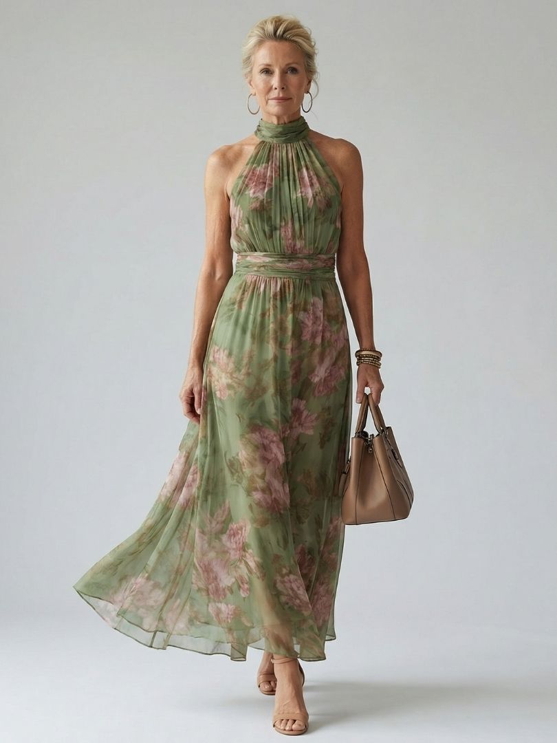 Mirelle | Abito midi plissettato con scollo all'americana