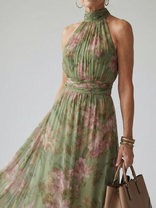Mirelle | Abito midi plissettato con scollo all'americana