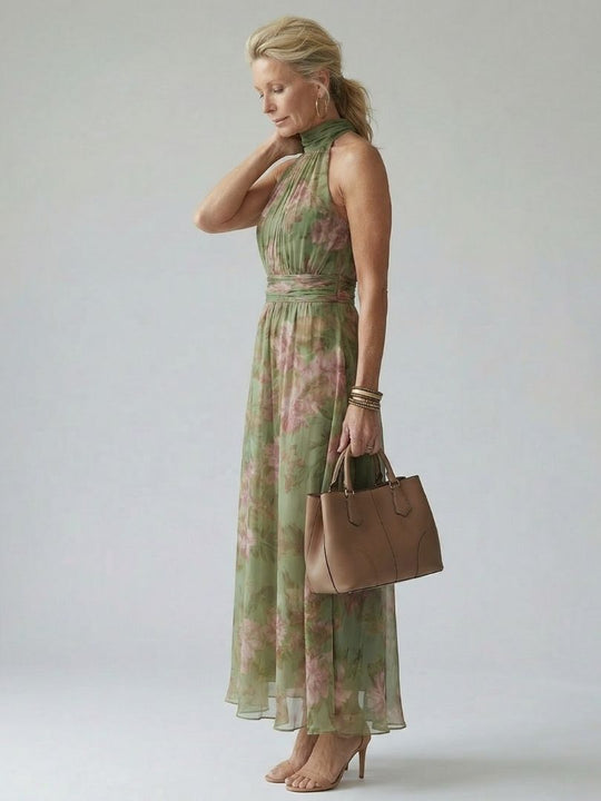 Mirelle | Abito midi plissettato con scollo all'americana