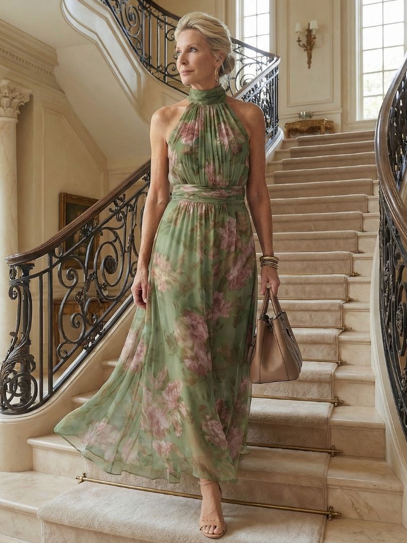 Mirelle | Abito midi plissettato con scollo all'americana