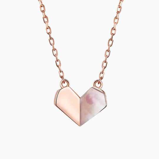 Inès | Geometric Mother-of-Pearl and Polished Metal Heart Necklace