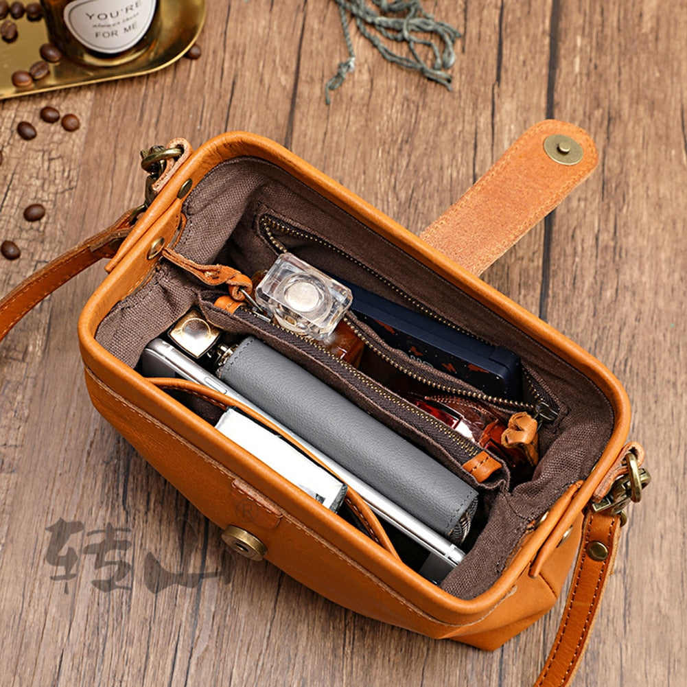 Fabienne - Borsa in pelle vintage, fatta a mano