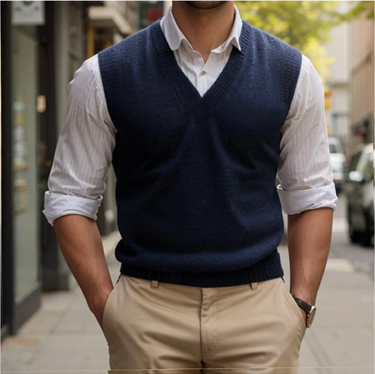 Andrew | Men's Vintage V-Neck Sleeveless Sweater