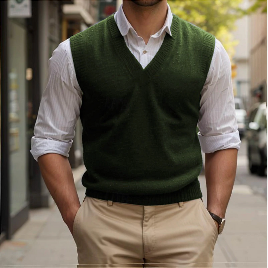 Andrew | Men's Vintage V-Neck Sleeveless Sweater