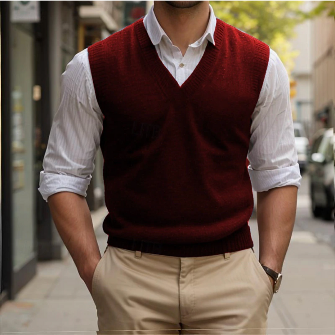 Andrew | Men's Vintage V-Neck Sleeveless Sweater