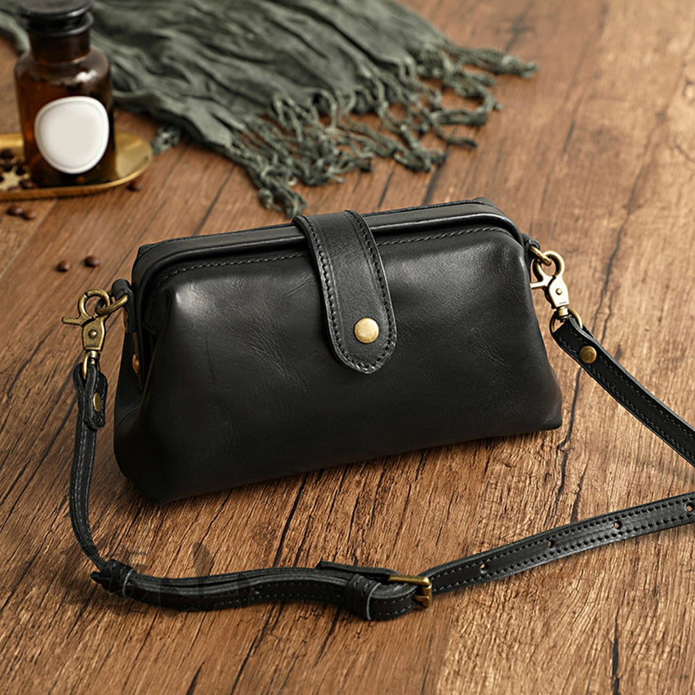 Fabienne - Borsa in pelle vintage, fatta a mano