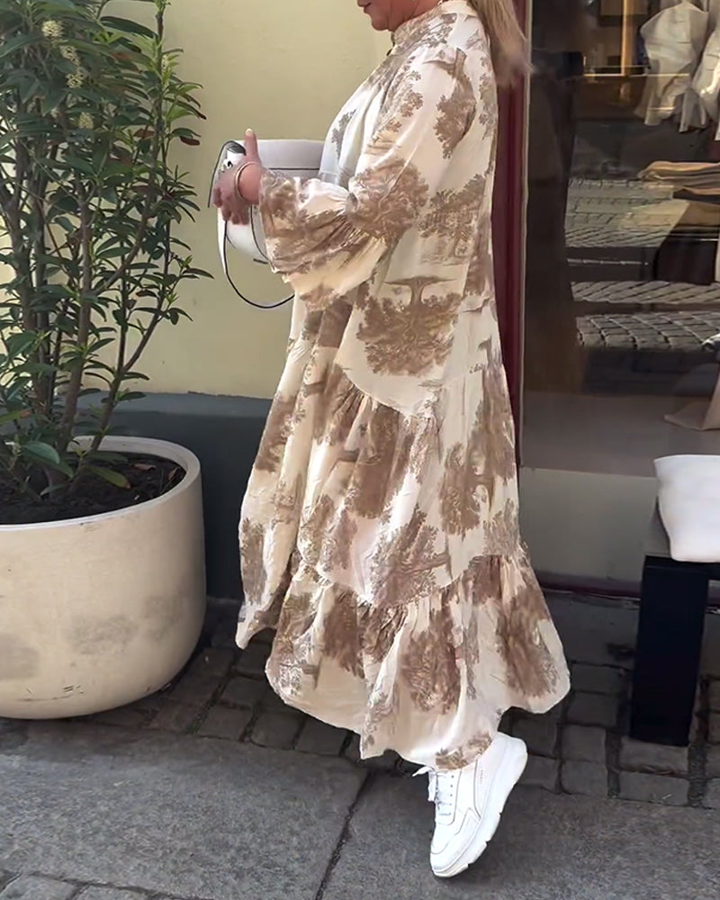 Giavanna | Abito lungo casual a maniche a campana con stampa