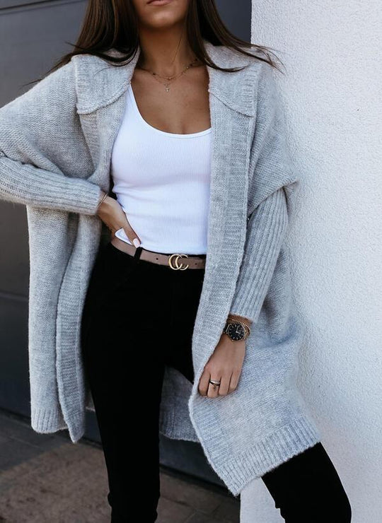 Élodie | Hooded longline knit cardigan