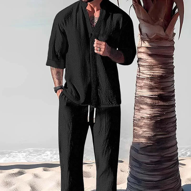 Jrue | Completo Estivo Casual da Uomo con Camicia e Pantaloni Leggeri