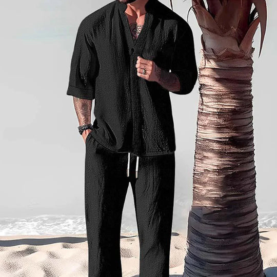 Jrue | Completo Estivo Casual da Uomo con Camicia e Pantaloni Leggeri