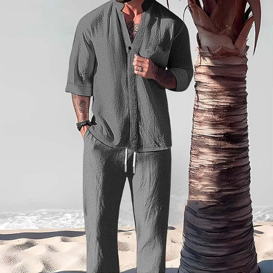 Jrue | Men's Casual Summer Set with Breathable Shirt and Pants