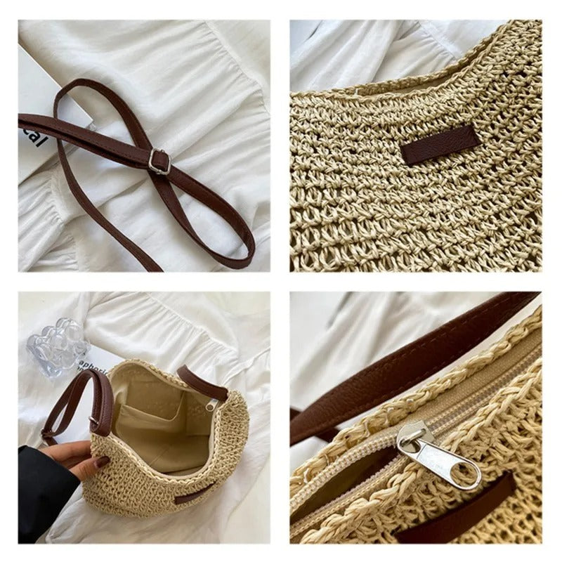 Camille | Elegant Woven Bag with Circular Handles