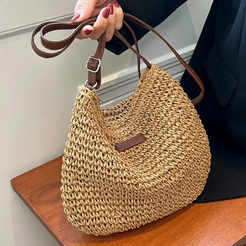 Camille | Elegant Woven Bag with Circular Handles