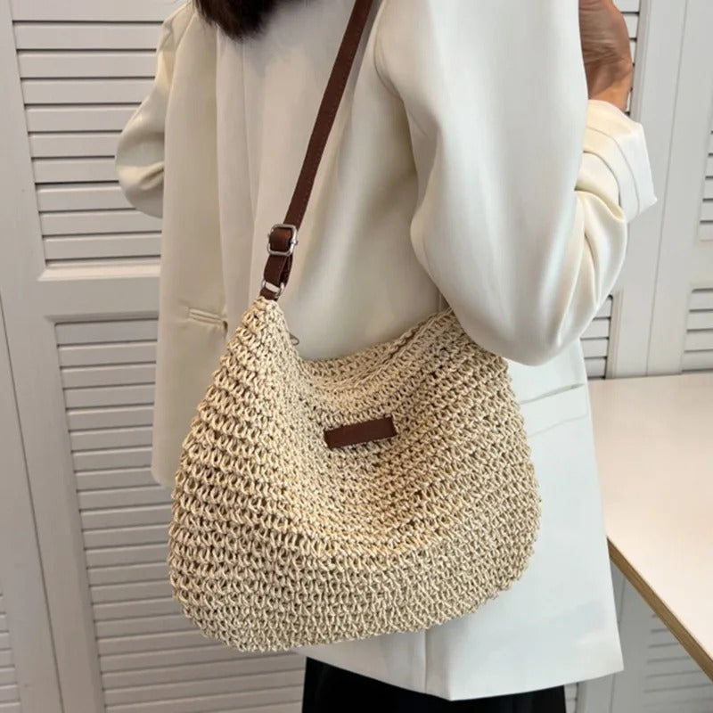 Camille | Elegant Woven Bag with Circular Handles