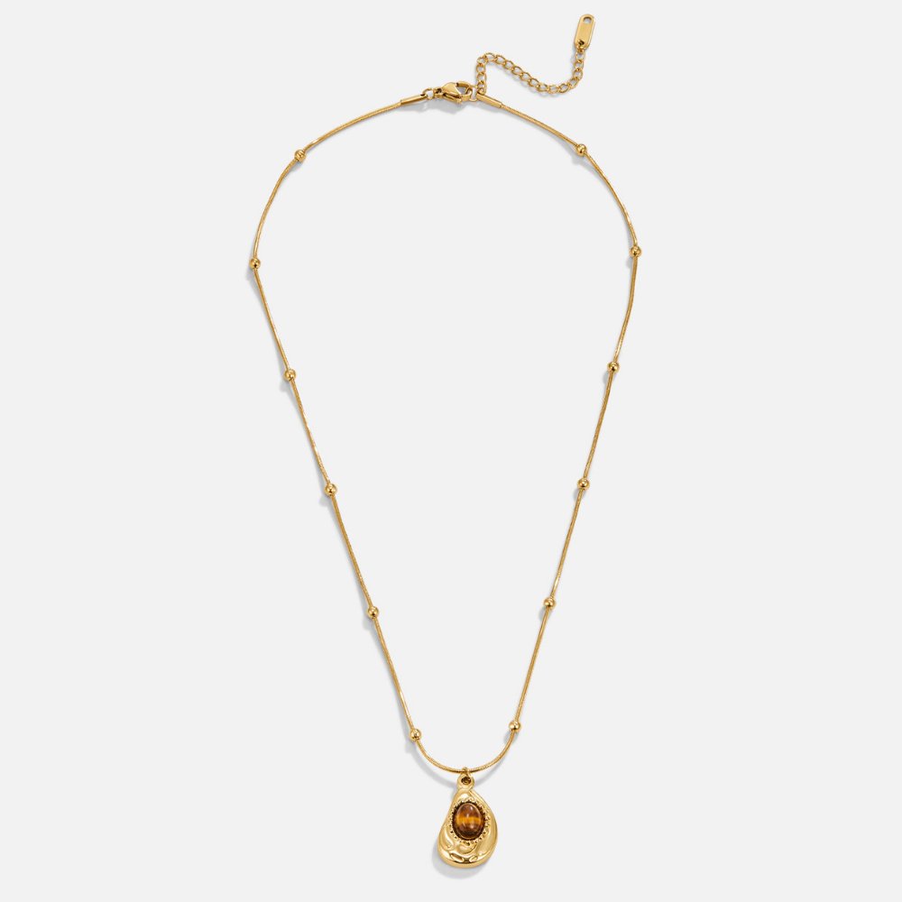 Refined Gold Necklace with Tiger's Eye Stone