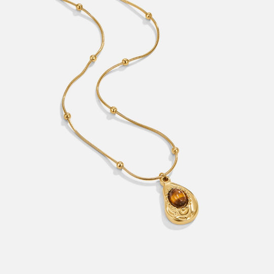 Refined Gold Necklace with Tiger's Eye Stone