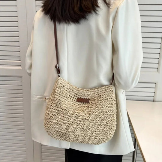 Camille | Elegante borsa intrecciata con manici rotondi