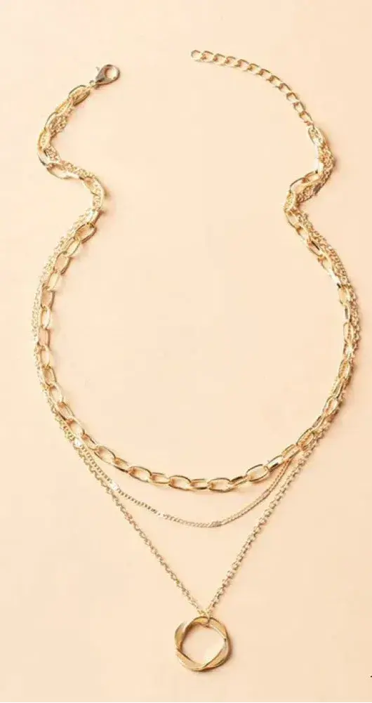 Gold Necklace with Layered Pendant