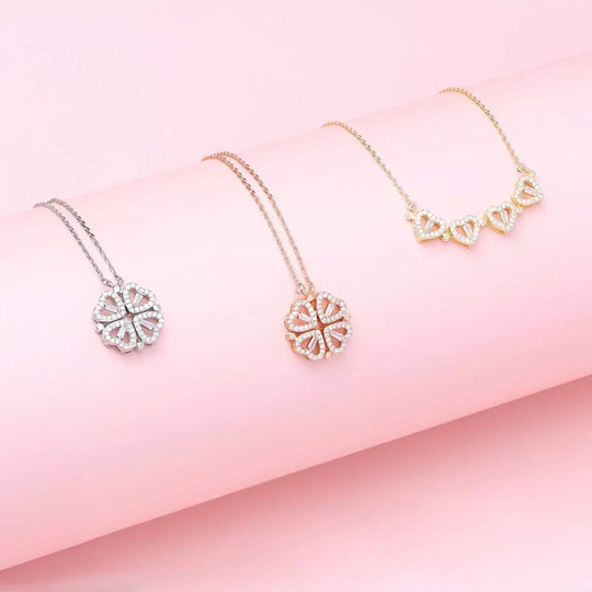 Collana con ciondolo a trifoglio portafortuna con cristalli | Clémence